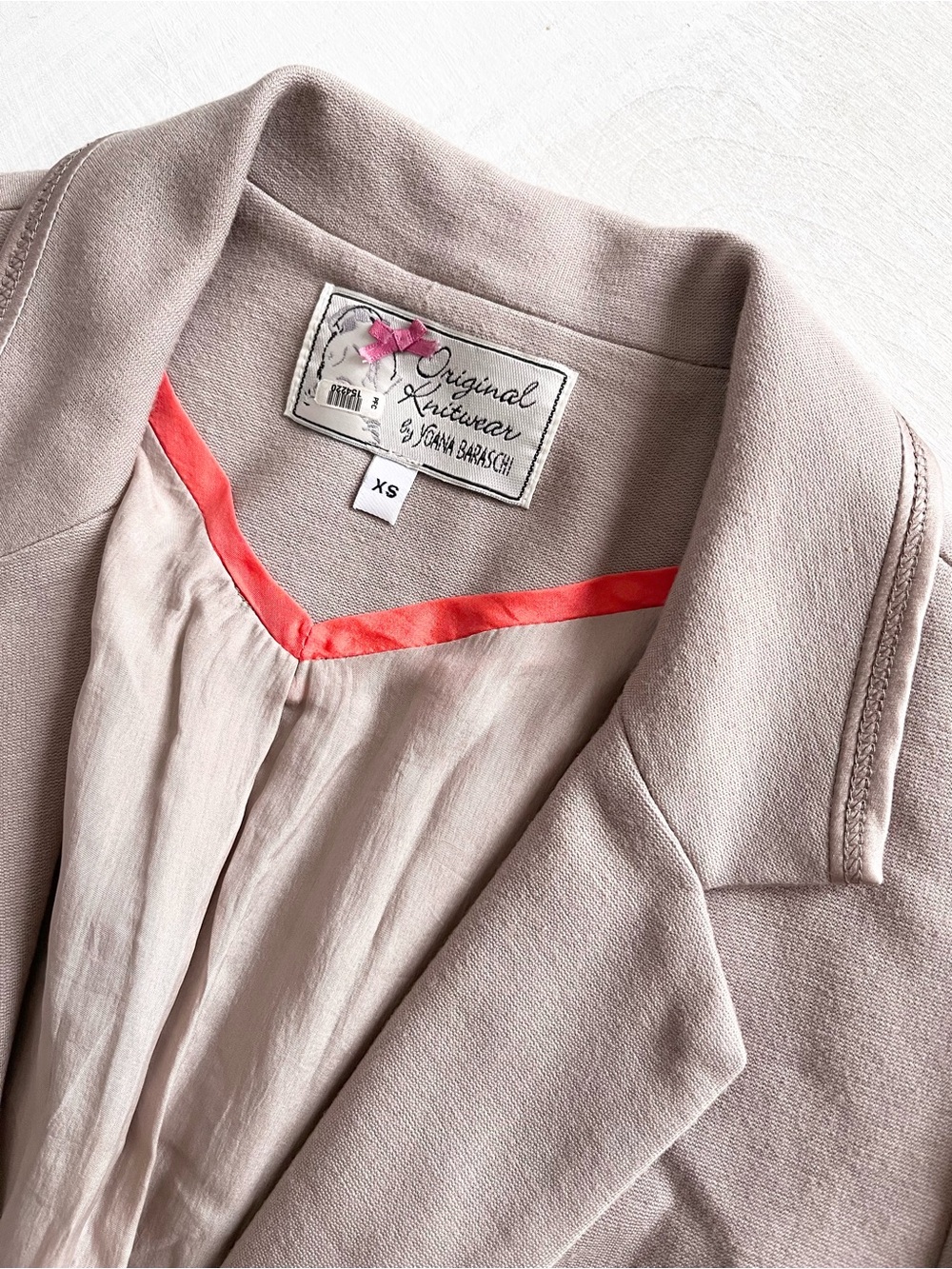 [Anthro] Y2K Yoana Baraschi Silk Lined Knit 3/4 Sleeve Silk Trim Cropped Blazer